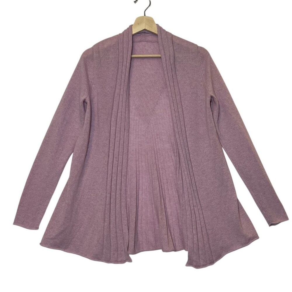 Kinross 100% Cashmere Sweater Open Front Cardigan Women's Small Lavender Soft